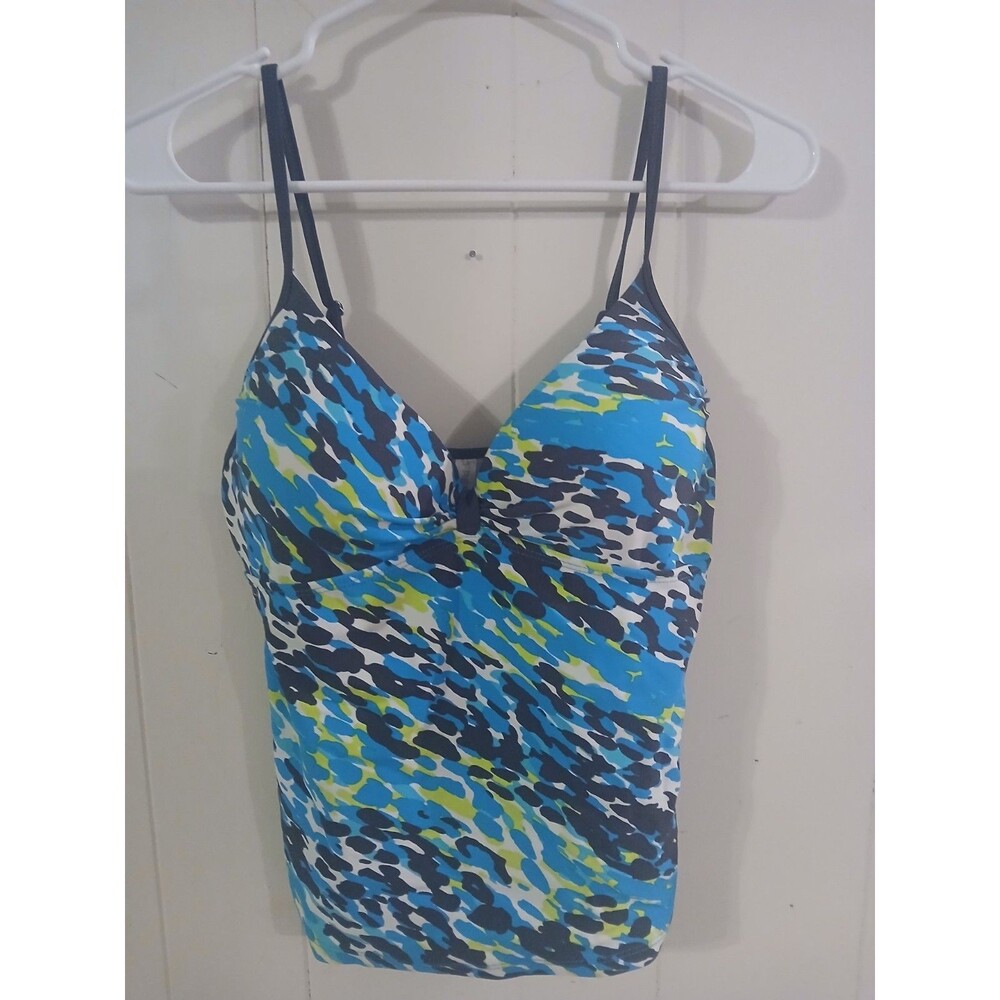 Free Country Swimsuit Top Blue Abstract Juniors Medium 8/10